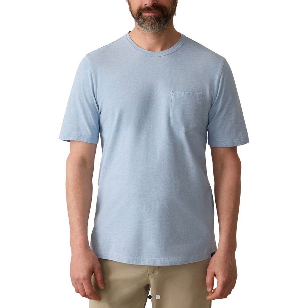 FAHERTY Indigo Pocket Tee Shirt Small Blue NEW Beach Casual Short Sleeve Cotton